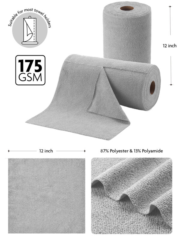 40 Pack Tear-Away Microfiber Roll（Grey） - Image 4