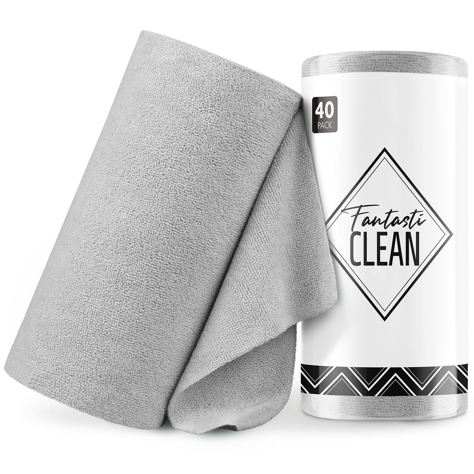 40 Pack Tear-Away Microfiber Roll(Grey)