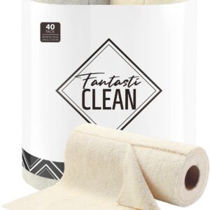40 Pack 2 Rolls Tear-Away Microfiber Cloth（Beige and Grey）