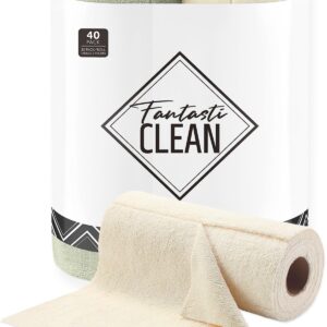 40 Pack 2 Rolls Tear-Away Microfiber Cloth（Beige and Mossgreen）