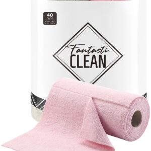 40 Pack 2 Rolls Tear-Away Microfiber Cloth（Pink and Grey）