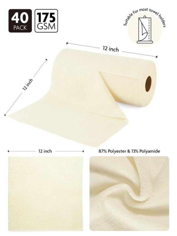 40 Pack Tear-Away Microfiber Cloth (Beige) - Image 6