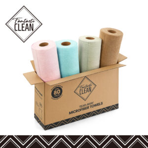 80 Sheets 4 Rolls Tear-Away Microfiber Roll(Pink,Blue,Tan,Moss Green)