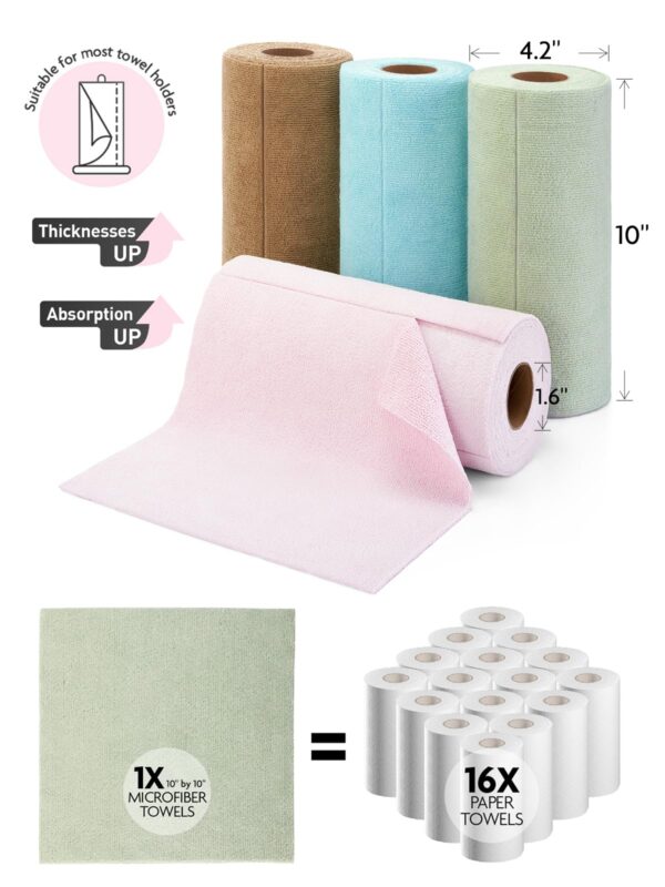 80 Sheets 4 Rolls Tear-Away Microfiber Roll(Pink,Blue,Tan,Moss Green) - Image 5