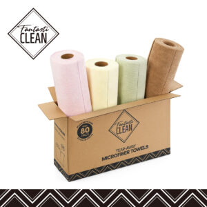 80 Sheets 4 Rolls Tear-Away Microfiber Roll(Pink,Grayish,Beige,Tan)