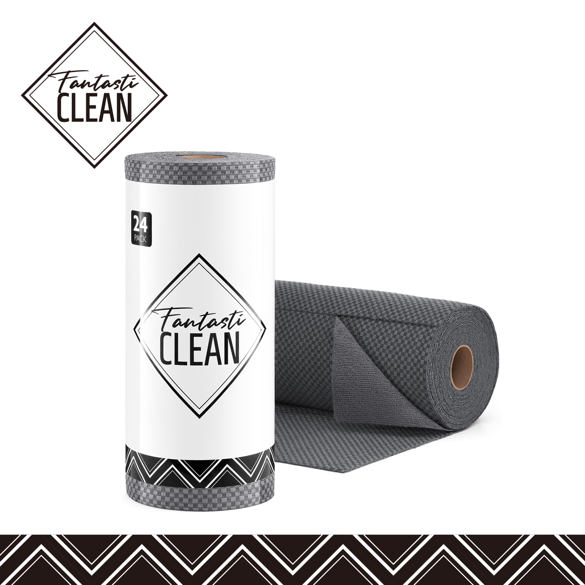 24-Pack Tear-Away Microfiber Roll(Grey)