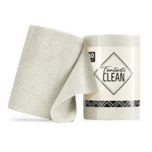 60-Pack 8x8 Inch Microfiber Cleaning Cloth Roll（Off-White）