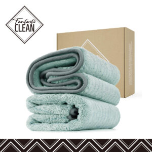 FantastiCLEAN 2 Pack Reusable and Washable Cloths Microfiber Cleaning Cloth- Car Drying Towels（Green）