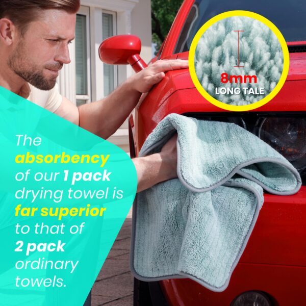 FantastiCLEAN 2 Pack Reusable and Washable Cloths Microfiber Cleaning Cloth- Car Drying Towels（Green） - Image 5