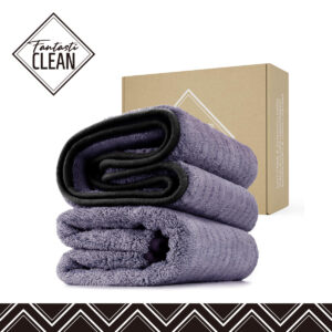 FantastiCLEAN 2 Pack Reusable and Washable Cloths Microfiber Cleaning Cloth- Car Drying Towels（Grey)