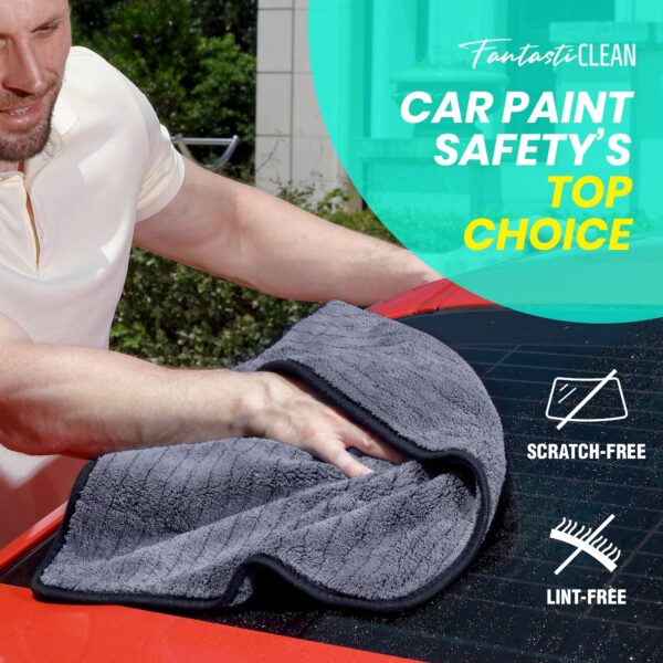 FantastiCLEAN 2 Pack Reusable and Washable Cloths Microfiber Cleaning Cloth- Car Drying Towels（Grey) - Image 3