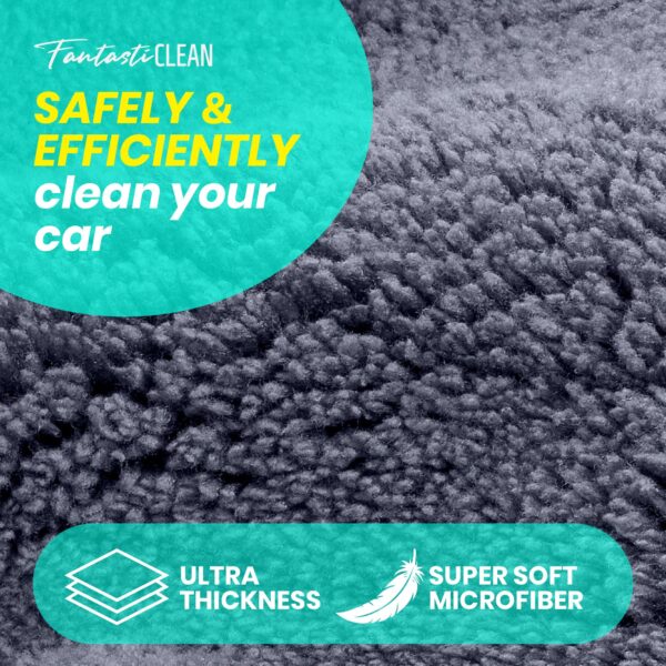 FantastiCLEAN 2 Pack Reusable and Washable Cloths Microfiber Cleaning Cloth- Car Drying Towels（Grey) - Image 6