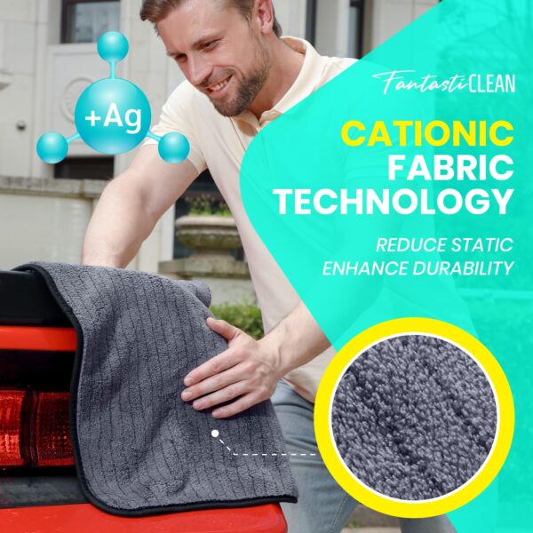 FantastiCLEAN 2 Pack Reusable and Washable Cloths Microfiber Cleaning Cloth- Car Drying Towels（Grey) - Image 7