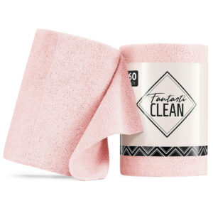 60-Pack 8x8 Inch Microfiber Cleaning Cloth Roll（Pink）