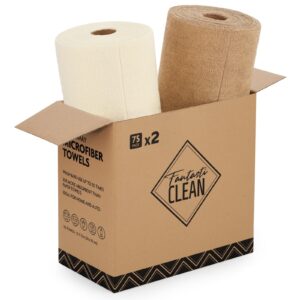 150 Pack Tear-Away Microfiber Roll（Beige and Tan）