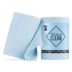 60-Pack 8x8 Inch Microfiber Cleaning Cloth Roll（Baby Blue）