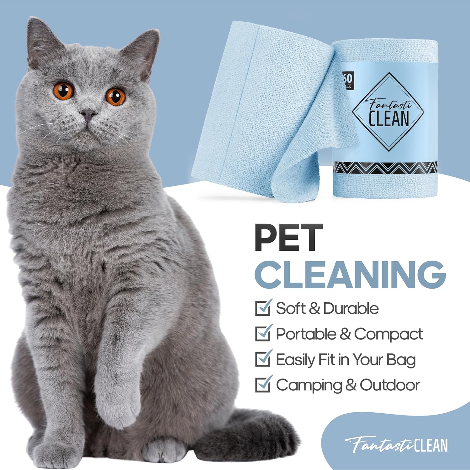 60-Pack 8x8 Inch Microfiber Cleaning Cloth Roll(Baby Blue) - Image 5