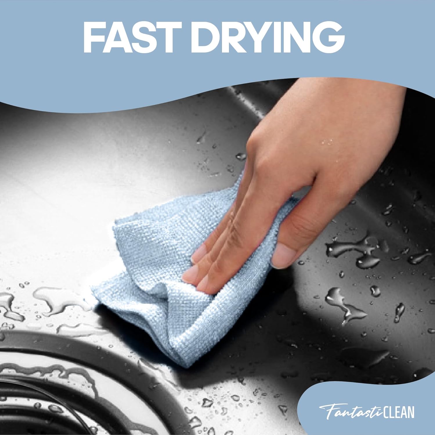 60-Pack 8x8 Inch Microfiber Cleaning Cloth Roll(Baby Blue) - Image 6