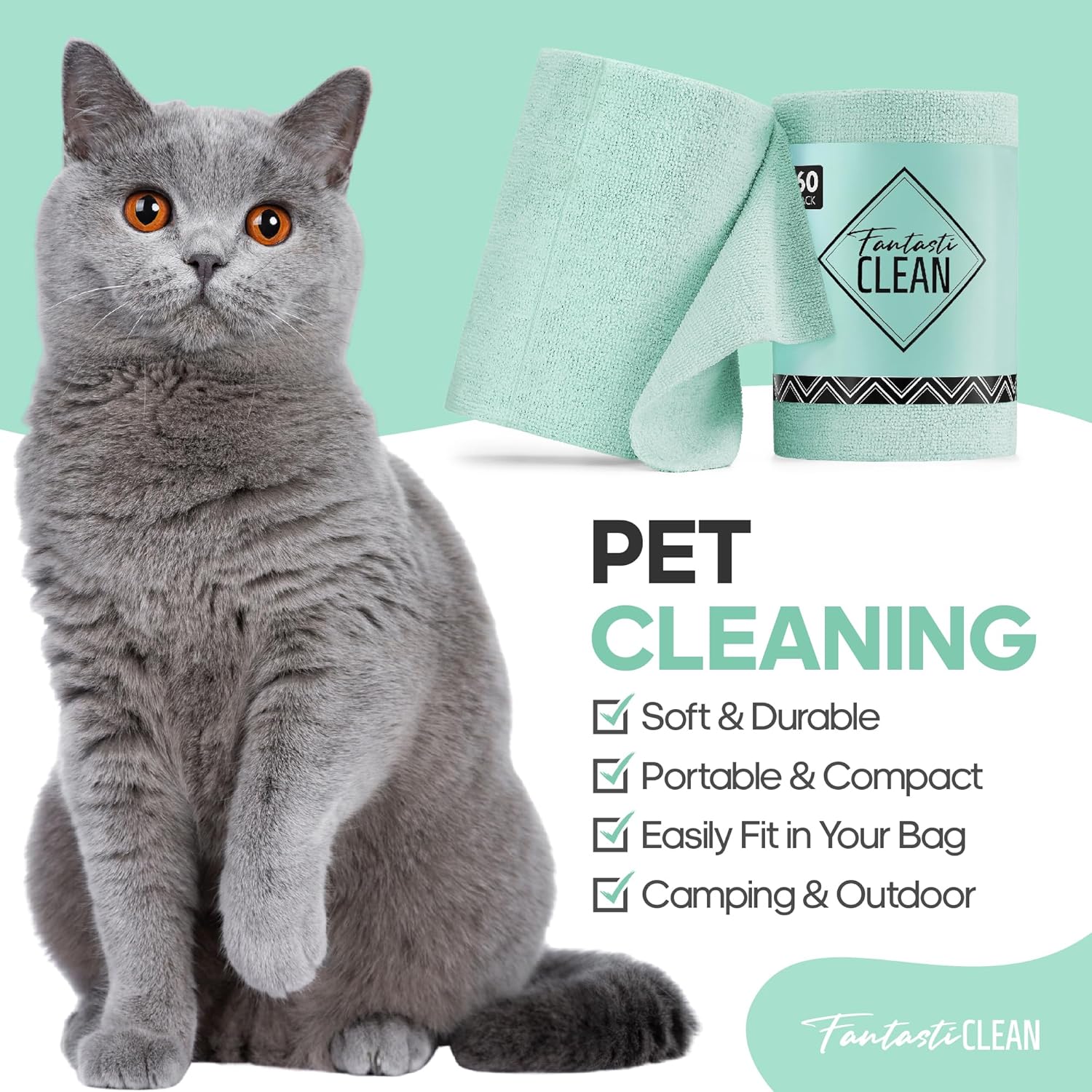 60-Pack 8x8 Inch Microfiber Cleaning Cloth Roll(Mint Green) - Image 5