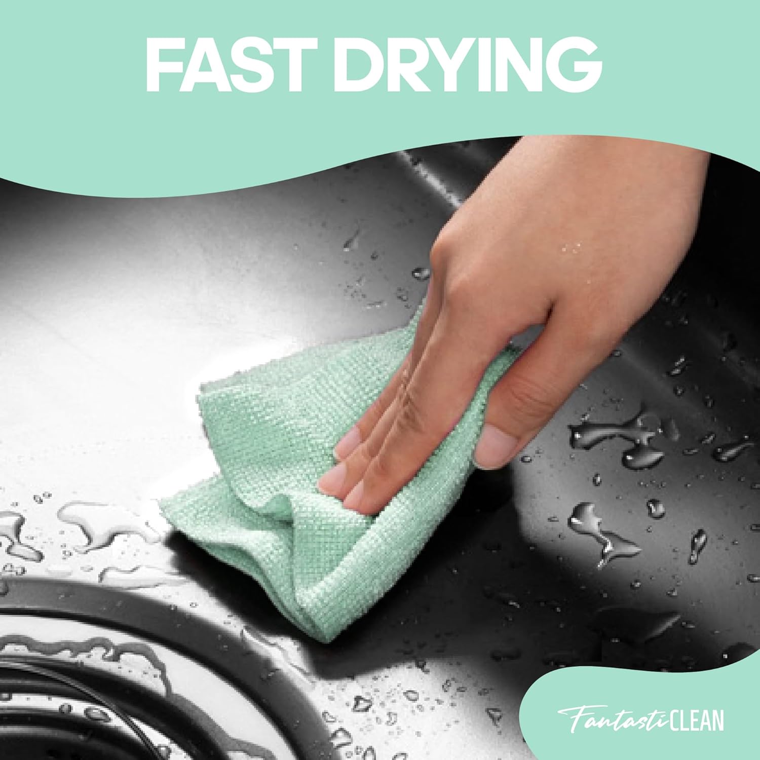 60-Pack 8x8 Inch Microfiber Cleaning Cloth Roll(Mint Green) - Image 6