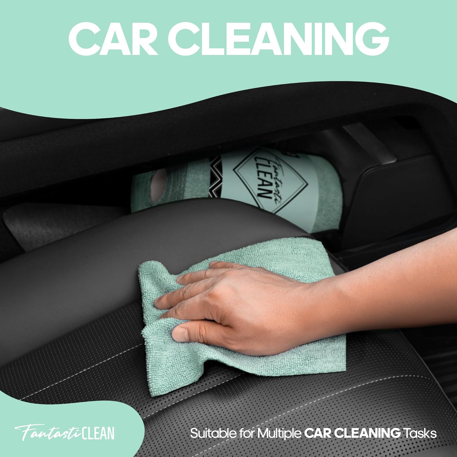 60-Pack 8x8 Inch Microfiber Cleaning Cloth Roll(Mint Green) - Image 7